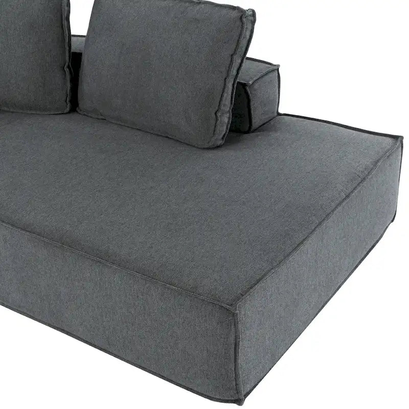 Grey 125  Modern 4-Seat Chaise Lounge Sofa for Living Room Relaxation, Indoor Sleeper
