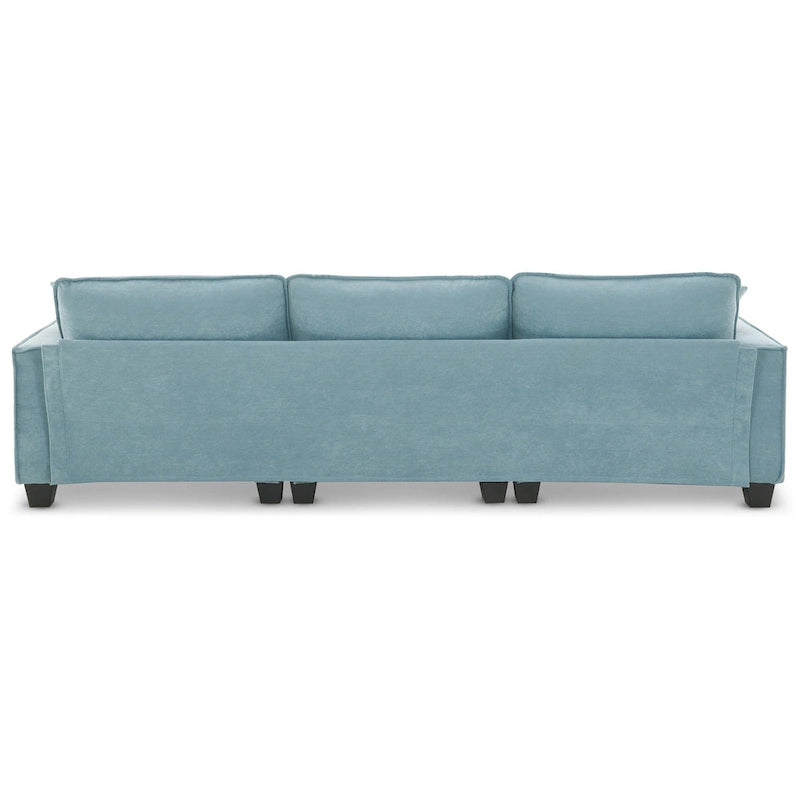 Blue 100  L-Shaped Convertible 4-Seat Sectional Sofa with Removable Ottoman and Matching Pillows, Ideal for Living Room Use