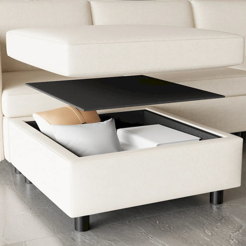 Beige 129  Convertible 8-Seater Modular Sofa with Storage