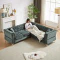 Green 81.5  Chenille L-Shaped 5-Seat Sofa