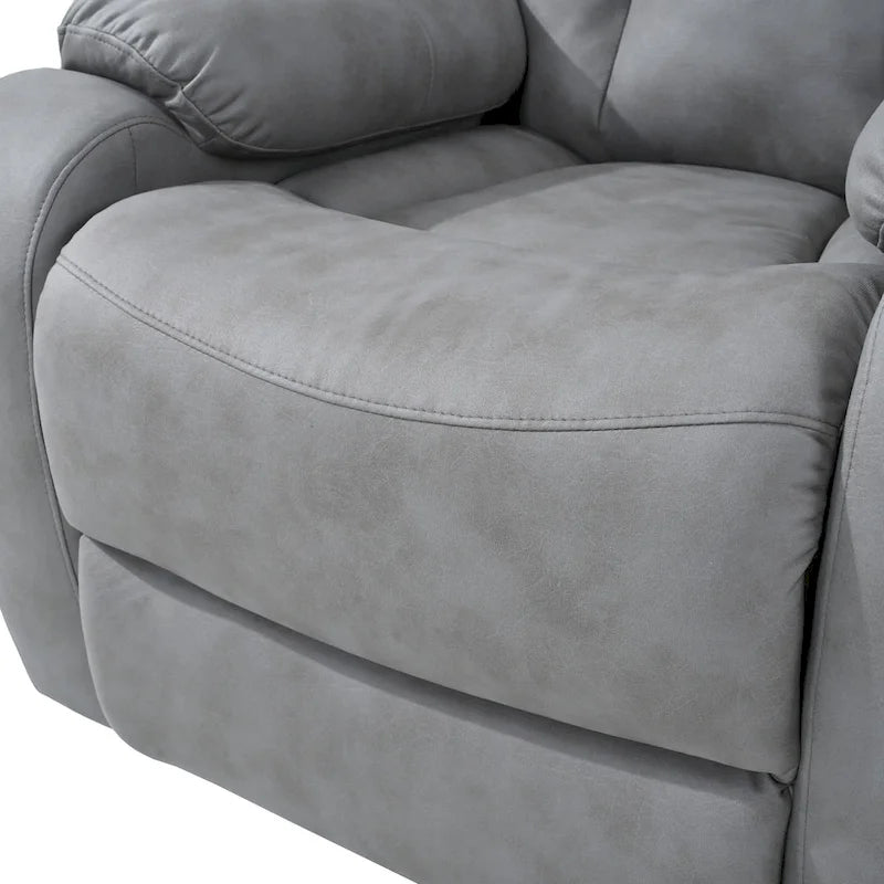 Grey Fabric Power Lift Recliner Chair for Elderly, with Remote Control, Overstuffed Cushion, Side Pocket, and Heavy-Duty Frame
