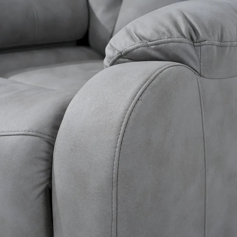 Grey Fabric Power Lift Recliner Chair for Elderly, with Remote Control, Overstuffed Cushion, Side Pocket, and Heavy-Duty Frame