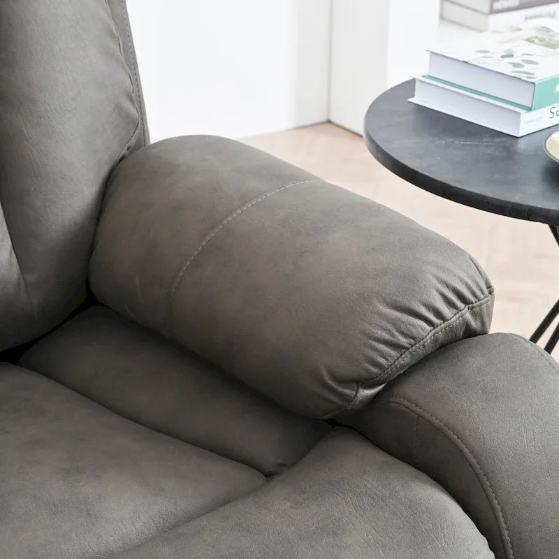 Grey Fabric Power Lift Recliner Chair for Elderly, with Remote Control, Overstuffed Cushion, Side Pocket, and Heavy-Duty Frame