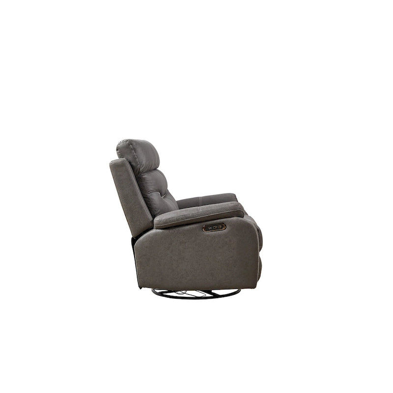 Grey Dual Motor Recliner Chair Featuring 240 Swivel, Rocking Function, USB Ports, and Adjustable Headrest