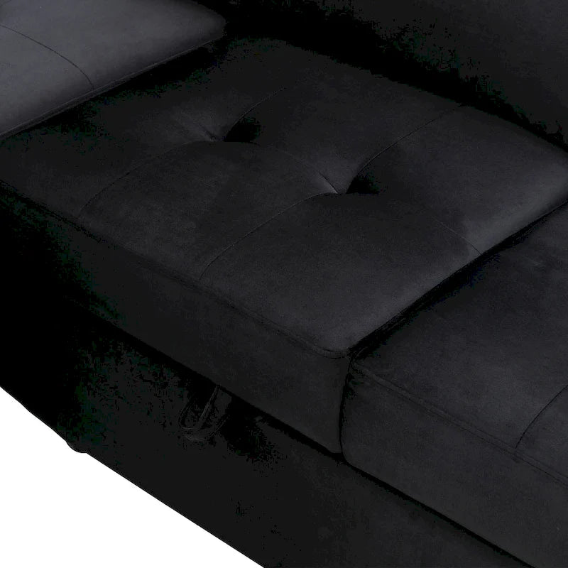 84.75  L-Shape 5 Seat Sectional Sofa with Pull-Out Bed, Storage Ottoman, Hidden Arm Storage & USB Charging