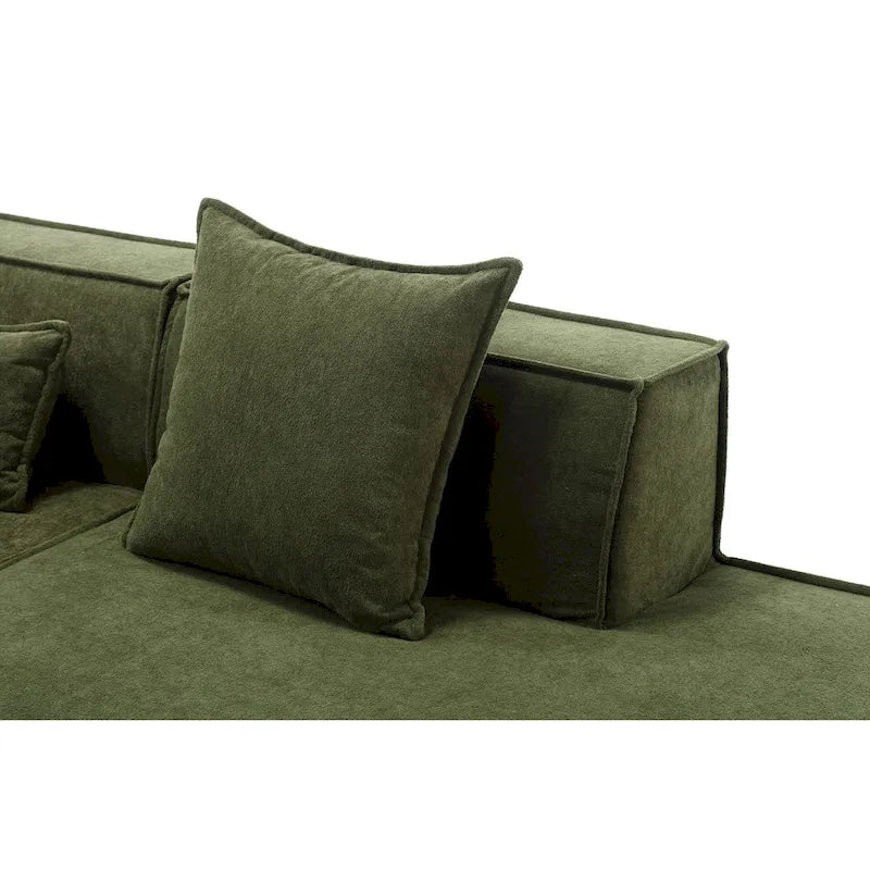 Green 129.5  Minimalist Modular L-Shaped 4 Seater Sectional Sofa Set with Chaise, Versatile Free-Combination Design