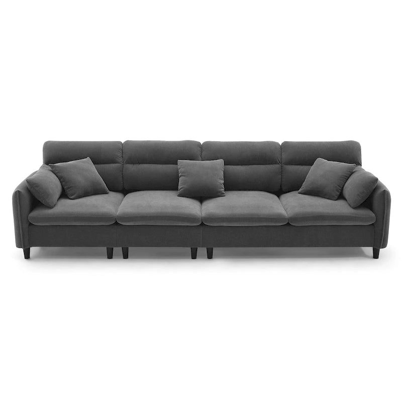 110  Modern L-Shaped Convertible 5-Seat Sectional Sofa with Removable Ottoman and 5 Cushions, Plush Chenille Fabric