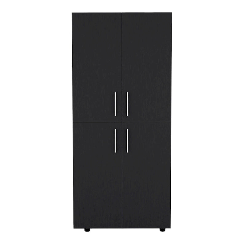 31.5  Modern Four-door Armoire with Six Shelves and Two Hanging Rods for Bedroom