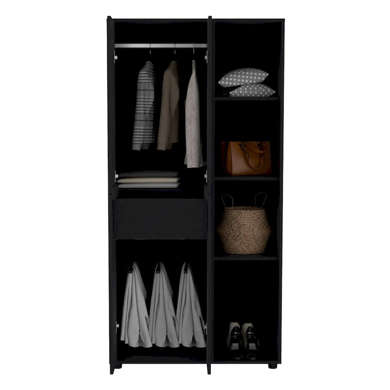 19.48  Modern Double-door Armoire with 2 Durable Metal Rods and Three Shelves