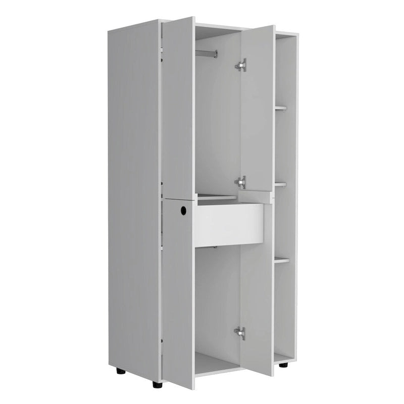 19.48  Modern Double-door Armoire with 2 Durable Metal Rods and Three Shelves