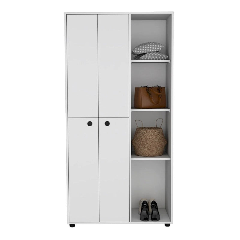 19.48  Modern Double-door Armoire with 2 Durable Metal Rods and Three Shelves