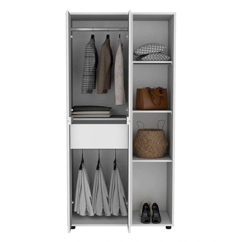 19.48  Modern Double-door Armoire with 2 Durable Metal Rods and Three Shelves