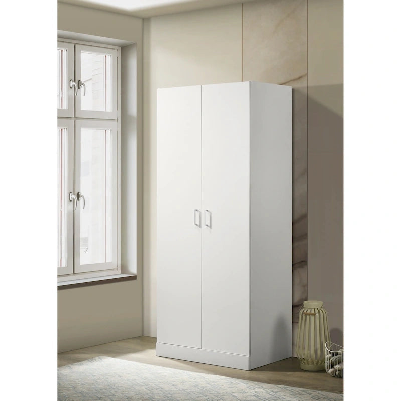 19  Modern Double-door Armoire with Storage Shelf and Hanging Rod for Bedroom
