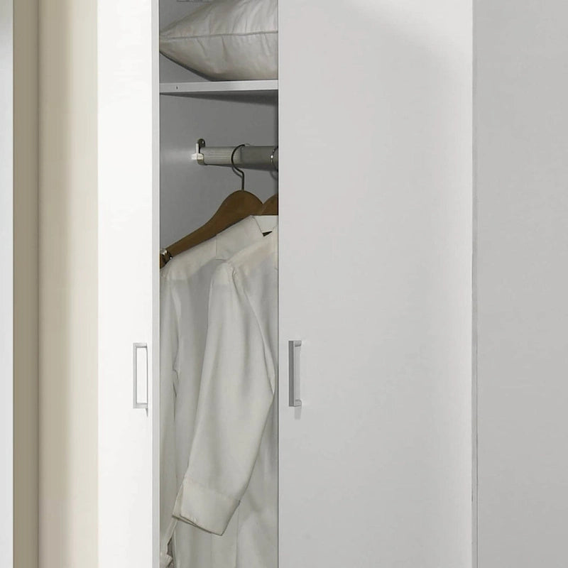 19  Modern Double-door Armoire with Storage Shelf and Hanging Rod for Bedroom