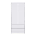 20.47  Modern Double-door Armoire with Hanging Rod and Two Drawers for Bedroom