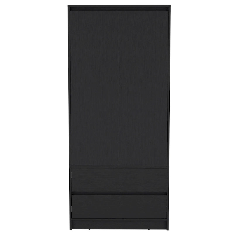 20.47  Modern Double-door Armoire with Hanging Rod and Two Drawers for Bedroom