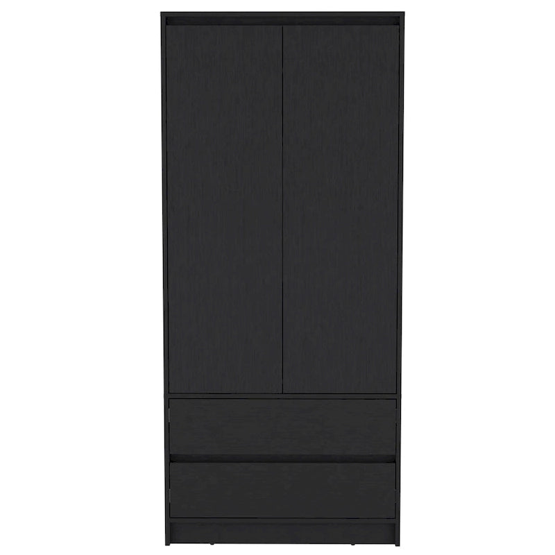 20.47  Modern Double-door Armoire with Hanging Rod and Two Drawers for Bedroom