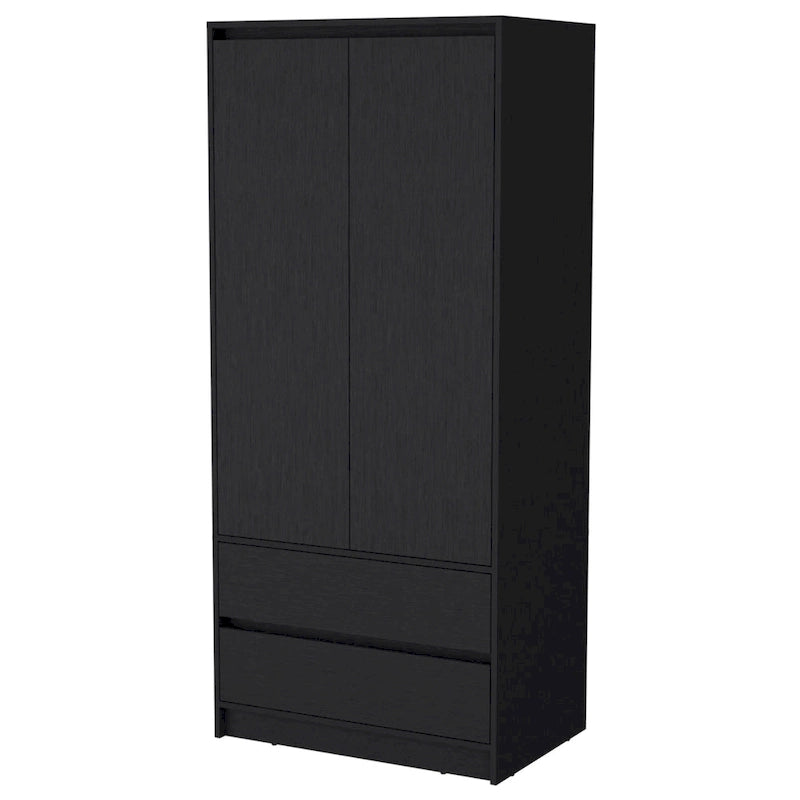 20.47  Modern Double-door Armoire with Hanging Rod and Two Drawers for Bedroom