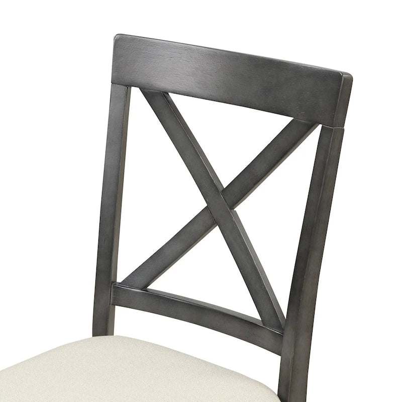 Modern Style Wooden 5-Piece Dining Set with Round Table amd 4 Upholstered Chairs