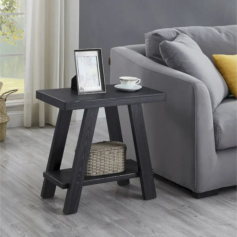 23.5  Modern Rectangular Side Table with Storage Shelf and Wide-angled Legs