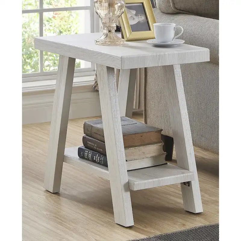 23.5  Modern Rectangular Side Table with Storage Shelf and Wide-angled Legs