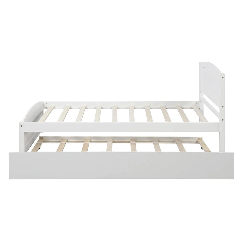 Twin Pine Platform Bed with Trundle & Headboard
