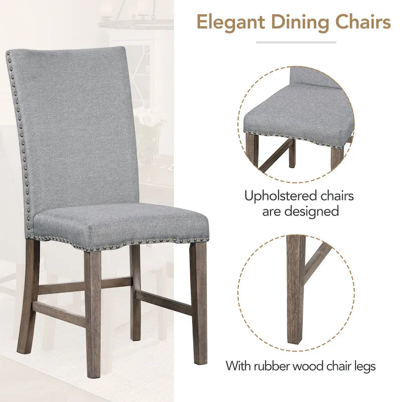 7-Piece Wooden Dining Table Set with Extendable Table & 6 Chairs