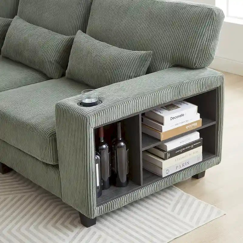 102.75  Corduroy L-Shaped Modular Sectional Sofa with Storage