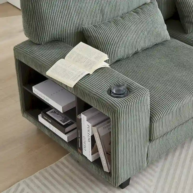 102.75  Corduroy L-Shaped Modular Sectional Sofa with Storage