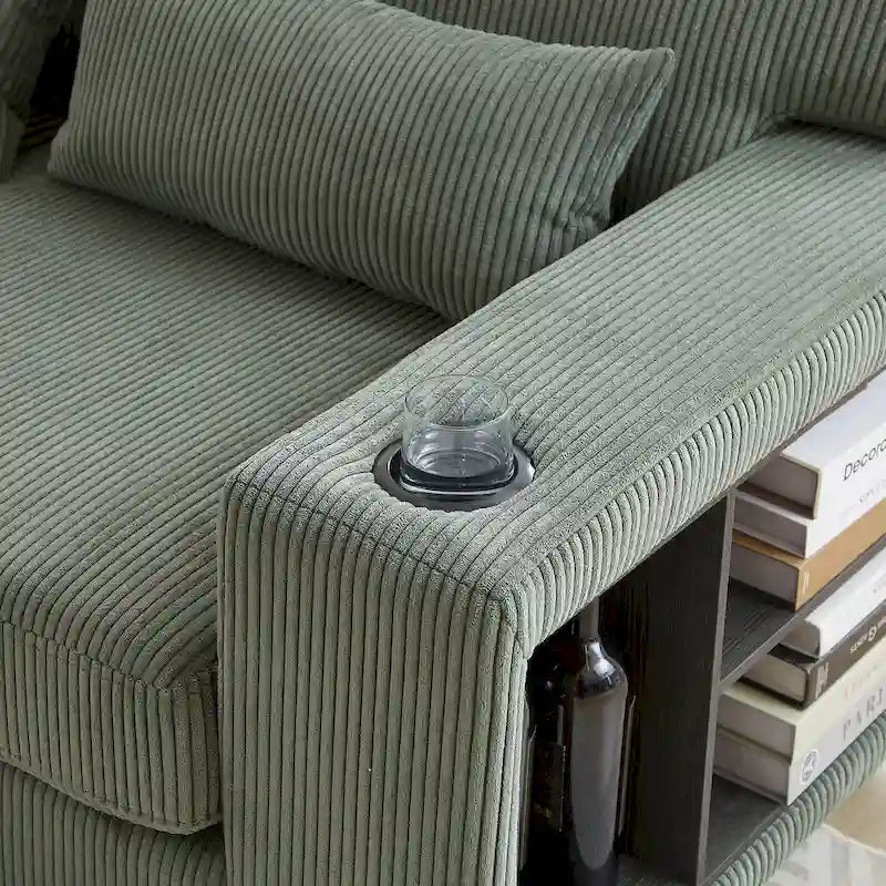 102.75  Corduroy L-Shaped Modular Sectional Sofa with Storage