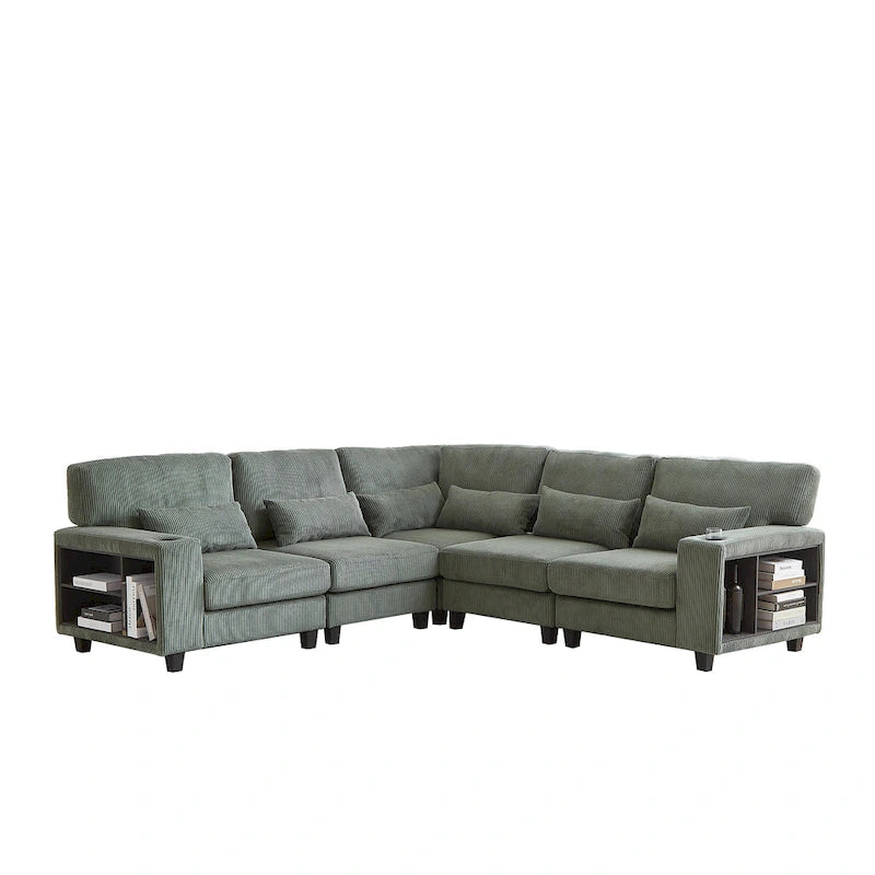 102.75  Corduroy L-Shaped Modular Sectional Sofa with Storage