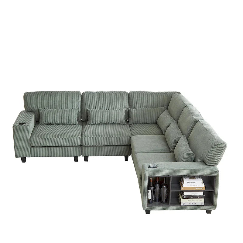 102.75  Corduroy L-Shaped Modular Sectional Sofa with Storage