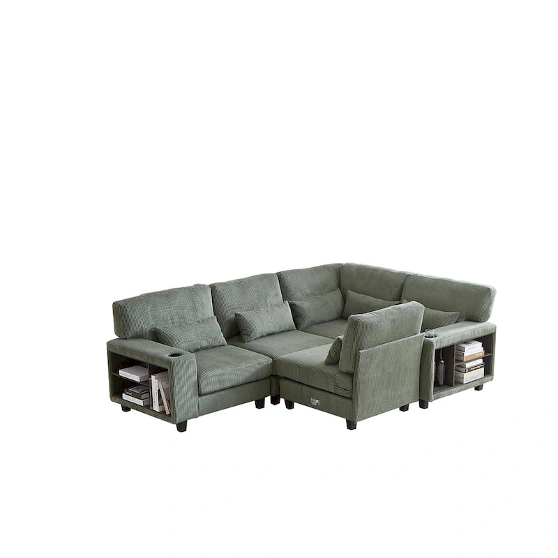 102.75  Corduroy L-Shaped Modular Sectional Sofa with Storage