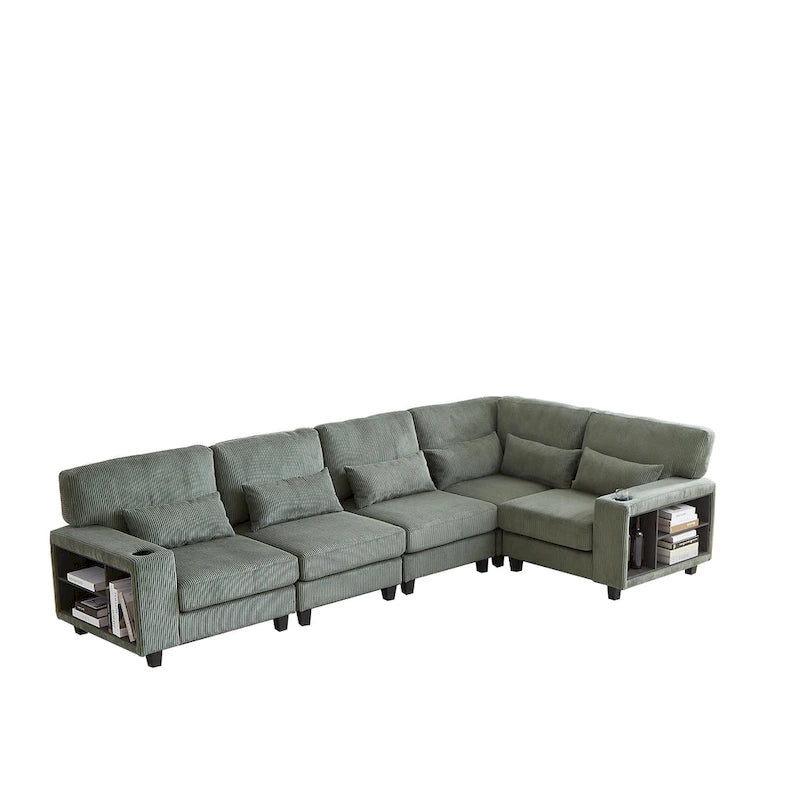 102.75  Corduroy L-Shaped Modular Sectional Sofa with Storage