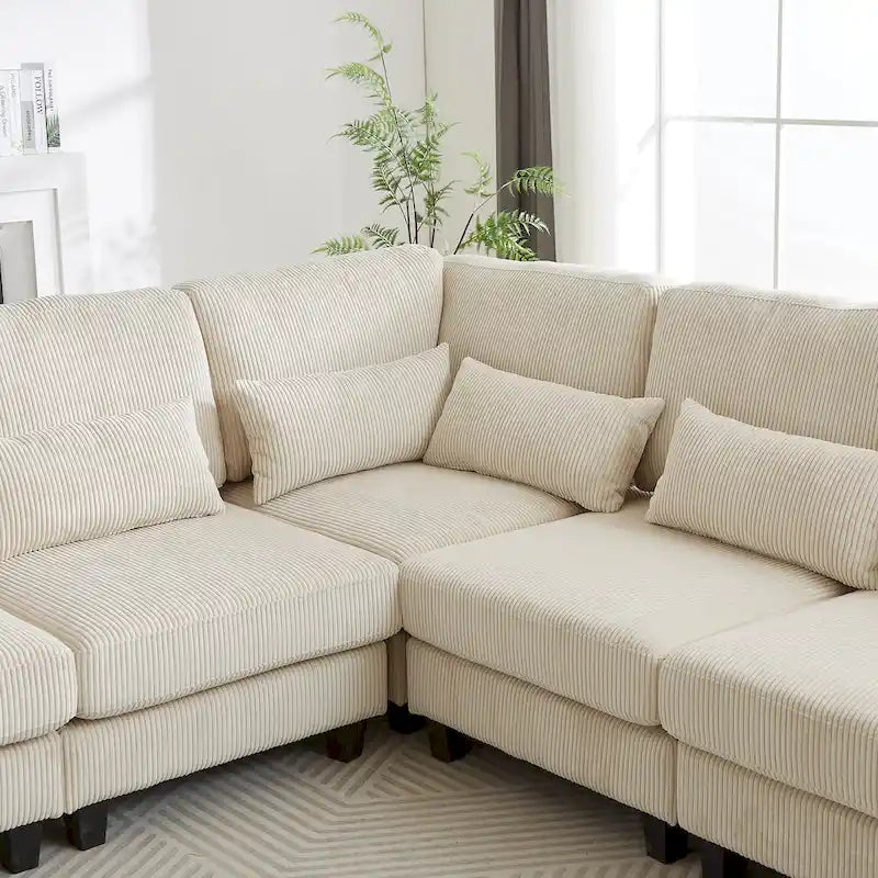 102.75  Corduroy L-Shaped Modular Sectional Sofa with Storage