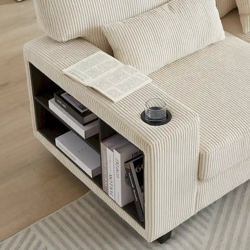 102.75  Corduroy L-Shaped Modular Sectional Sofa with Storage