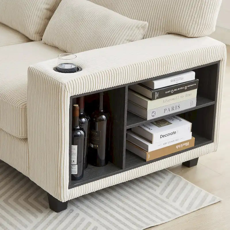 102.75  Corduroy L-Shaped Modular Sectional Sofa with Storage