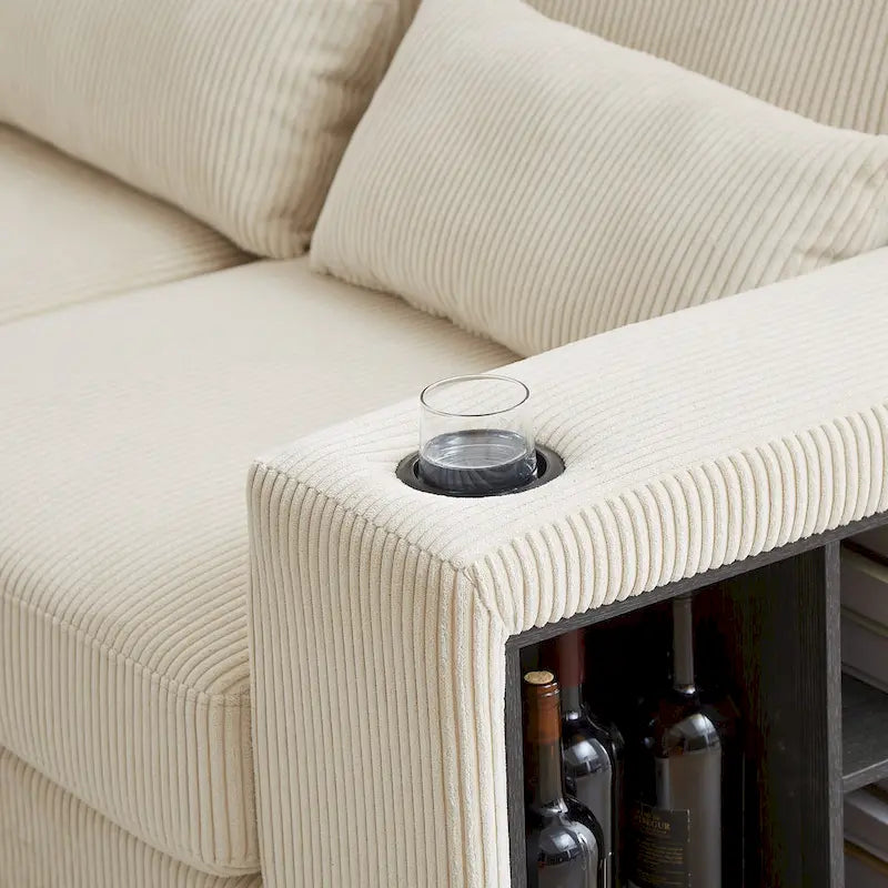102.75  Corduroy L-Shaped Modular Sectional Sofa with Storage