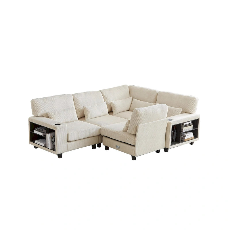 102.75  Corduroy L-Shaped Modular Sectional Sofa with Storage