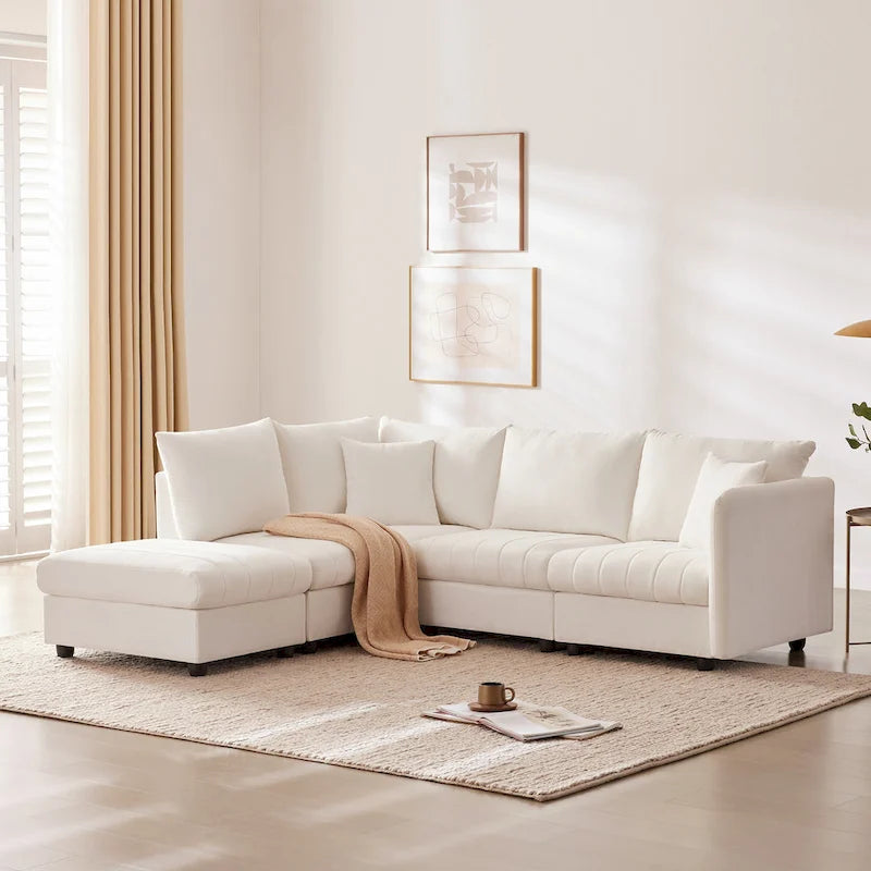 89 Polyester Modular Sectional Sofa with Deep Seat & Ottoman