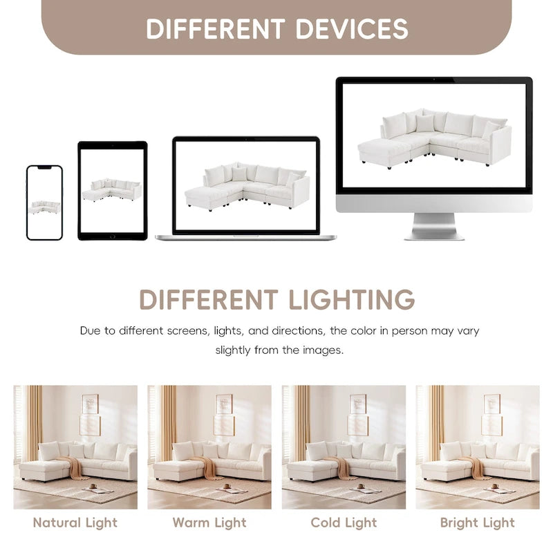 89 Polyester Modular Sectional Sofa with Deep Seat & Ottoman