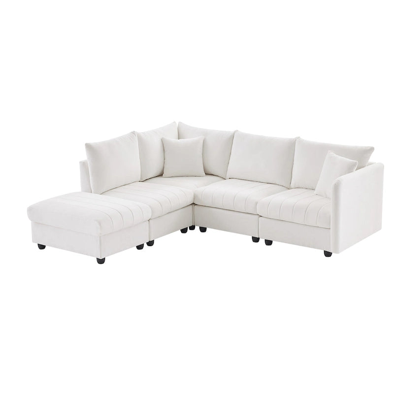 89 Polyester Modular Sectional Sofa with Deep Seat & Ottoman