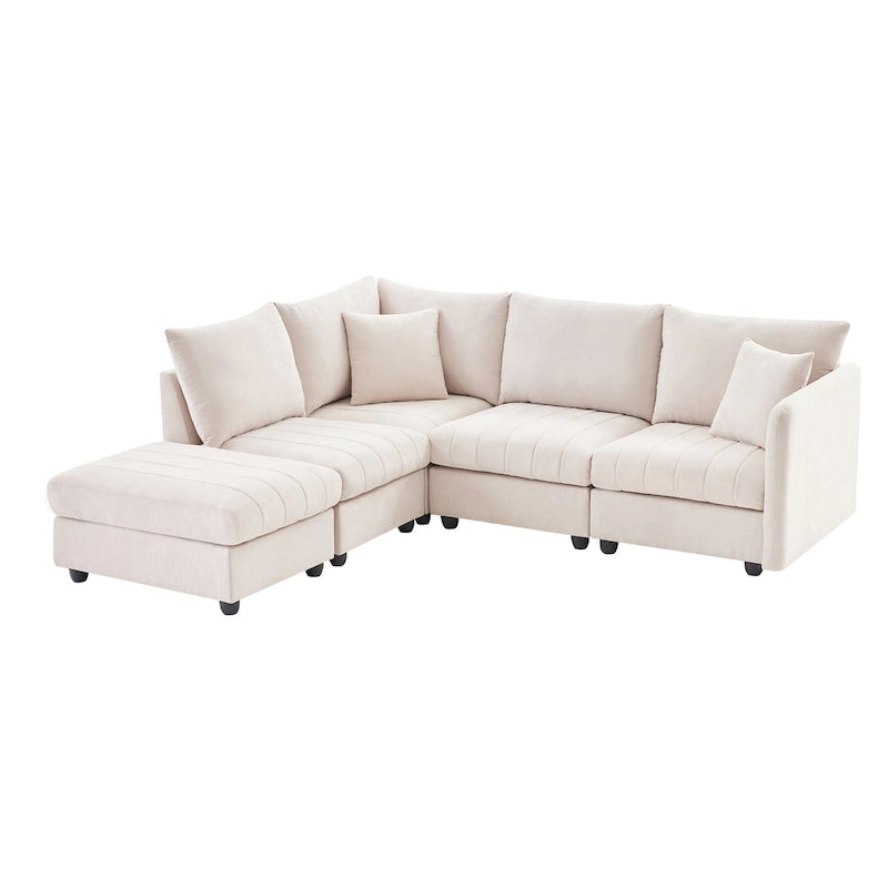89 Polyester Modular Sectional Sofa with Deep Seat & Ottoman