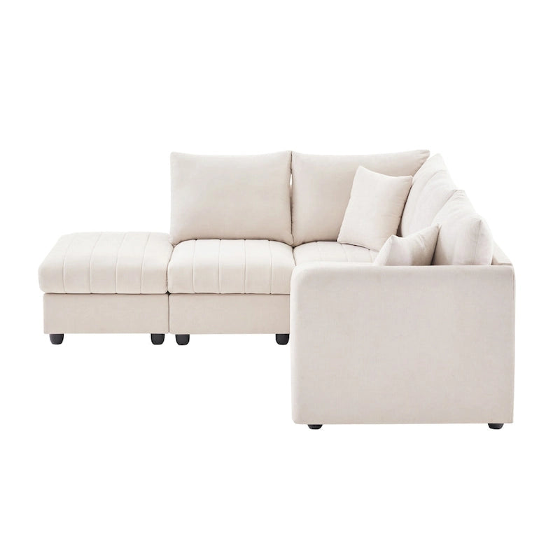 89 Polyester Modular Sectional Sofa with Deep Seat & Ottoman