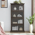 63.19  4-Tier Glass Display Cabinet with Flip-Up Doors & 150lb Capacity,Space-Saving Curio Showcase for Collectibles