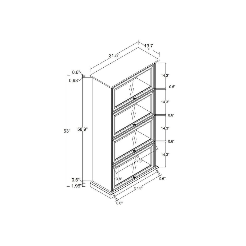 63.19  4-Tier Glass Display Cabinet with Flip-Up Doors & 150lb Capacity,Space-Saving Curio Showcase for Collectibles