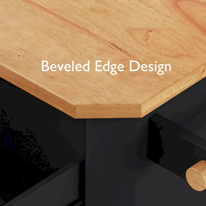 Expandable Drop-Leaf Kitchen Island, Kitchen Cart on 4 Wheels with Power Outlet, Moveable Island Table with 2 Door & 6 Drawers