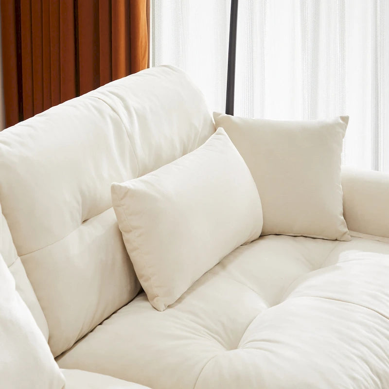 Velvet Fabric Loveseat Couch Modular Sectional Sofa with 2 Ottomans