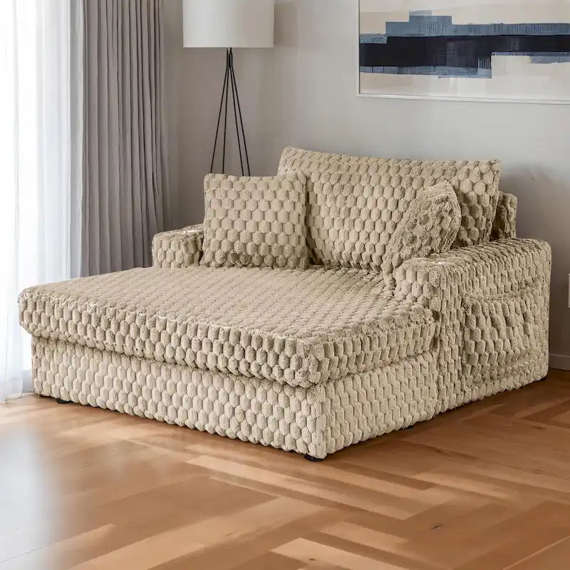 Furniture of America Lanturn Modern Soft Upholstered 2-Arm Oversized Chaise