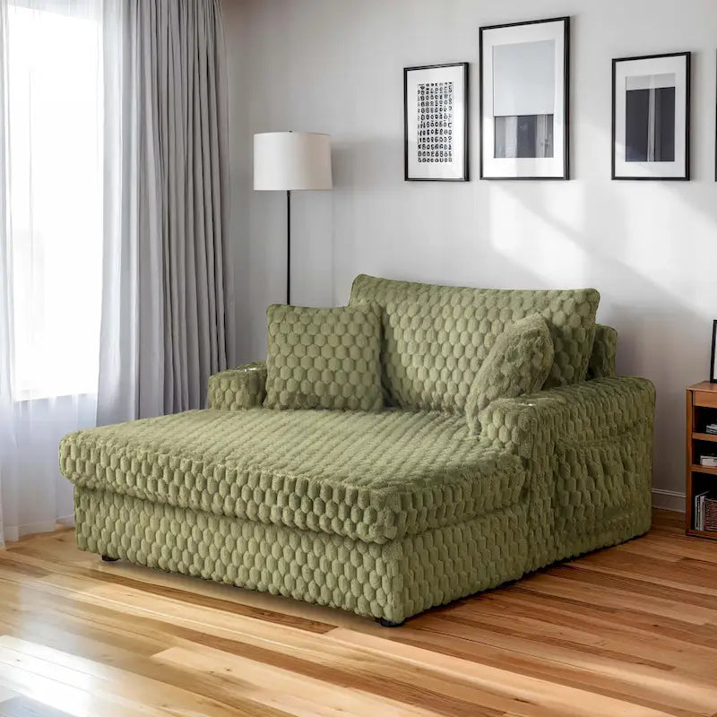 Furniture of America Lanturn Modern Soft Upholstered 2-Arm Oversized Chaise